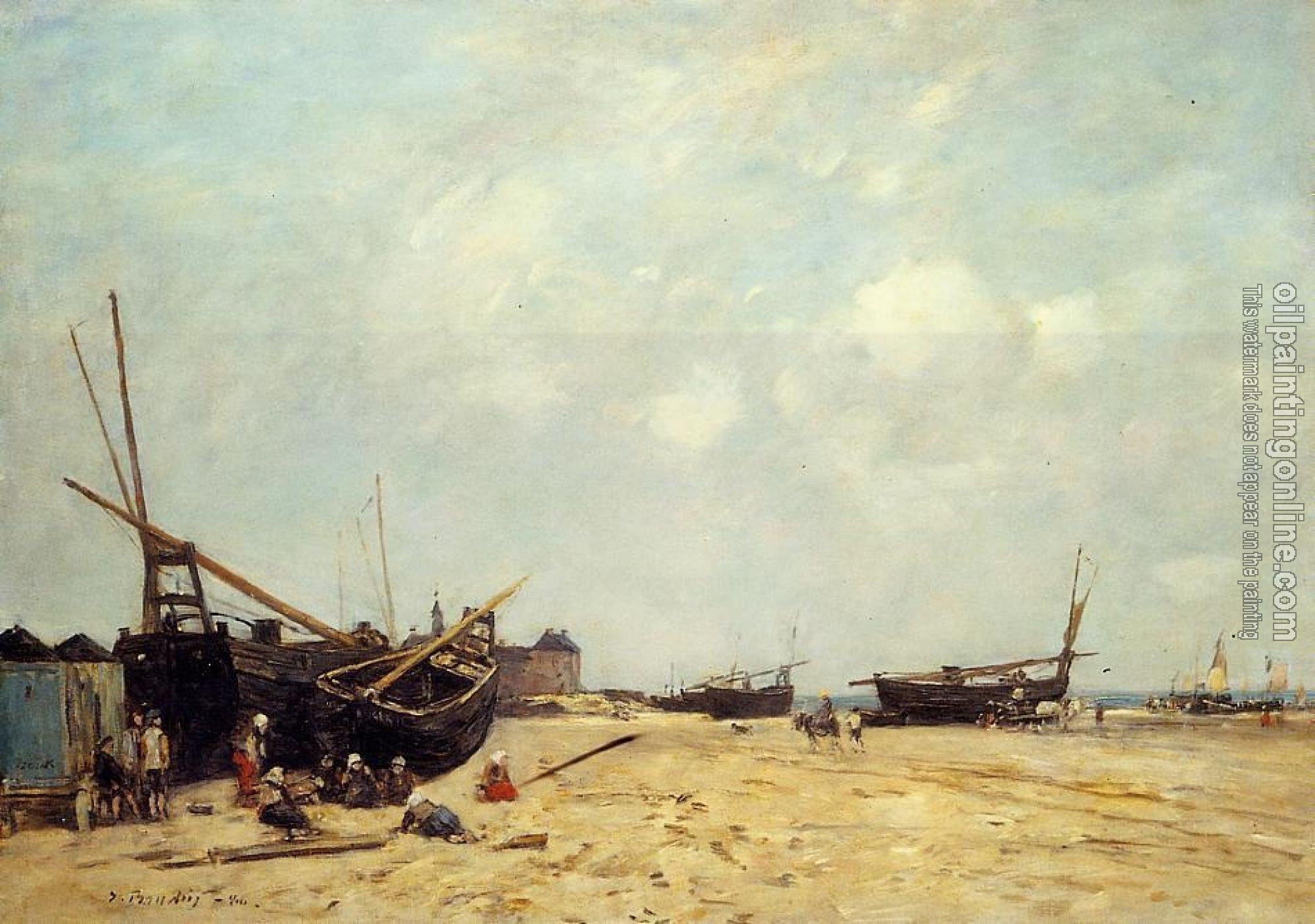 Boudin, Eugene - Fishing Boats Aground and at Sea